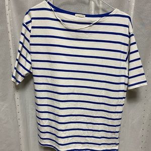 White with blue stripes